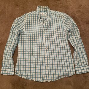 Express Men's Soft Wash Blue and White Plaid Shirt